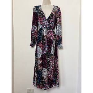 NASTY GAL Collection Surplice Midi Dress Patchwork Floral Print Women's Small